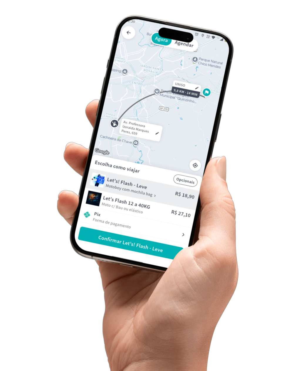 iPhone com a interface do aplicativo Moblets em destaque